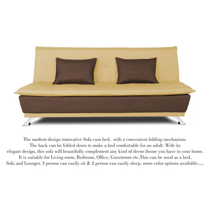 Adorn India Exclusive Two Tone Arden 4 Seater Wood Sofa Cum Bed 4 x 6 (Brown & Beige) (3 Year Warranty)