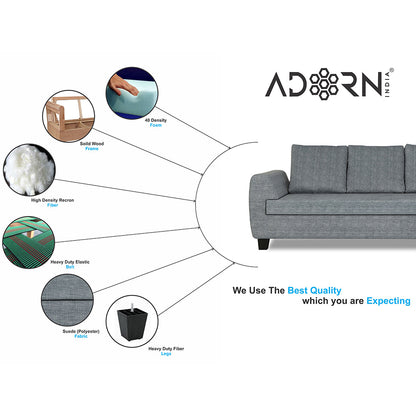 Adorn India Raiden Decent Premium L Shape 6 Seater Sofa Set with Center Table (Left Hand Side) (Grey) (3 Year Warranty)
