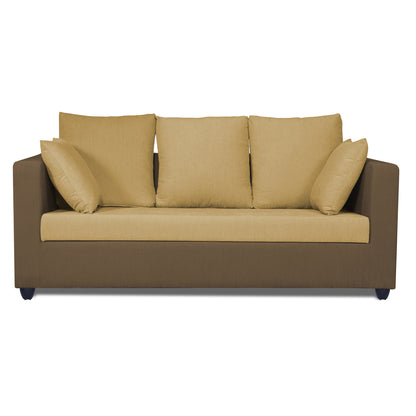 Adorn India Zink Straight Line 3 Seater Sofa (Brown & Beige)