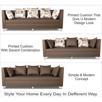 Adorn India Alica 3-1-1 5 Seater Sofa Set(Camel)