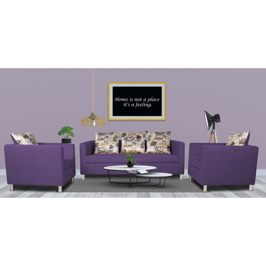 Adorn India Alita 3-1-1 Compact 5 Seater Sofa Set (Dark Purple), Wood, Foam