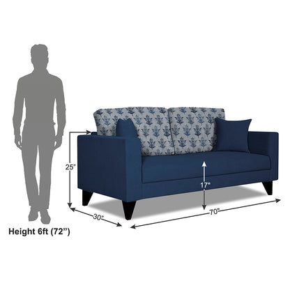 Adorn India Parker Leaf 3 Seater Sofa (Blue) Martin Plus (3 Year Warranty)