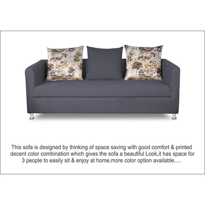 Adorn India Alita 3 Seater Compact Sofa (Dark Grey)