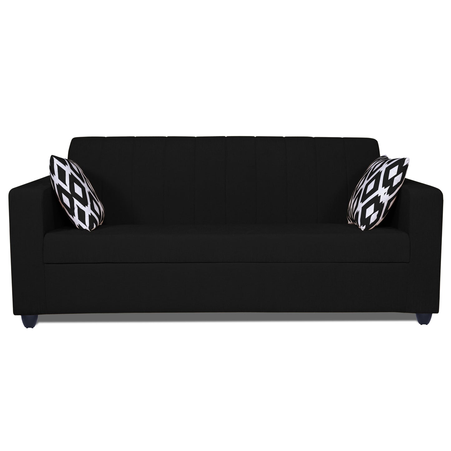 Adorn India Rio Highback 3 Seater Sofa (Black) (3 Year Warranty)