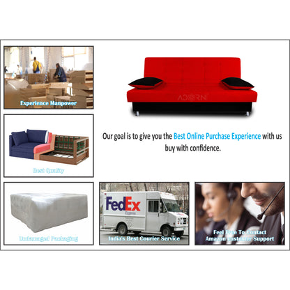 Adorn India Alyssum 3 Seater Sofa Cum bed (Red & Black)
