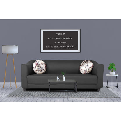 Adorn India Brisco 3 Seater Sofa (Dark Grey), Wood, Foam