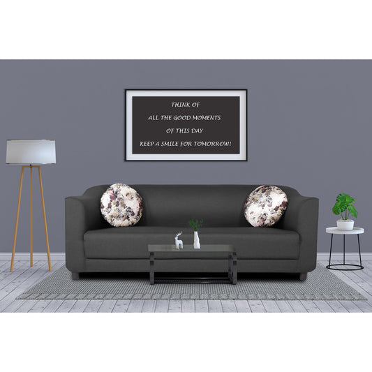 Adorn India Brisco 3 Seater Sofa (Dark Grey), Wood, Foam