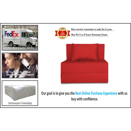 Adorn India Easy 2 Seater Sofa Cum Bed Alyn 3'x 6' (Red) (1 Year Warranty)