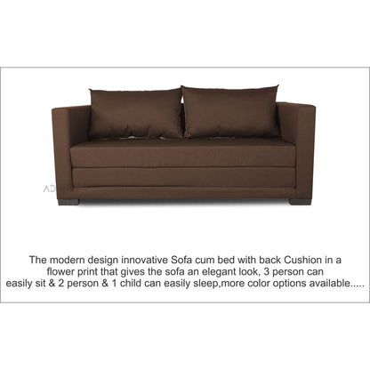 Adorn India Straight line 3 Seater Sofa Cum Bed (Brown), Wood, Foam