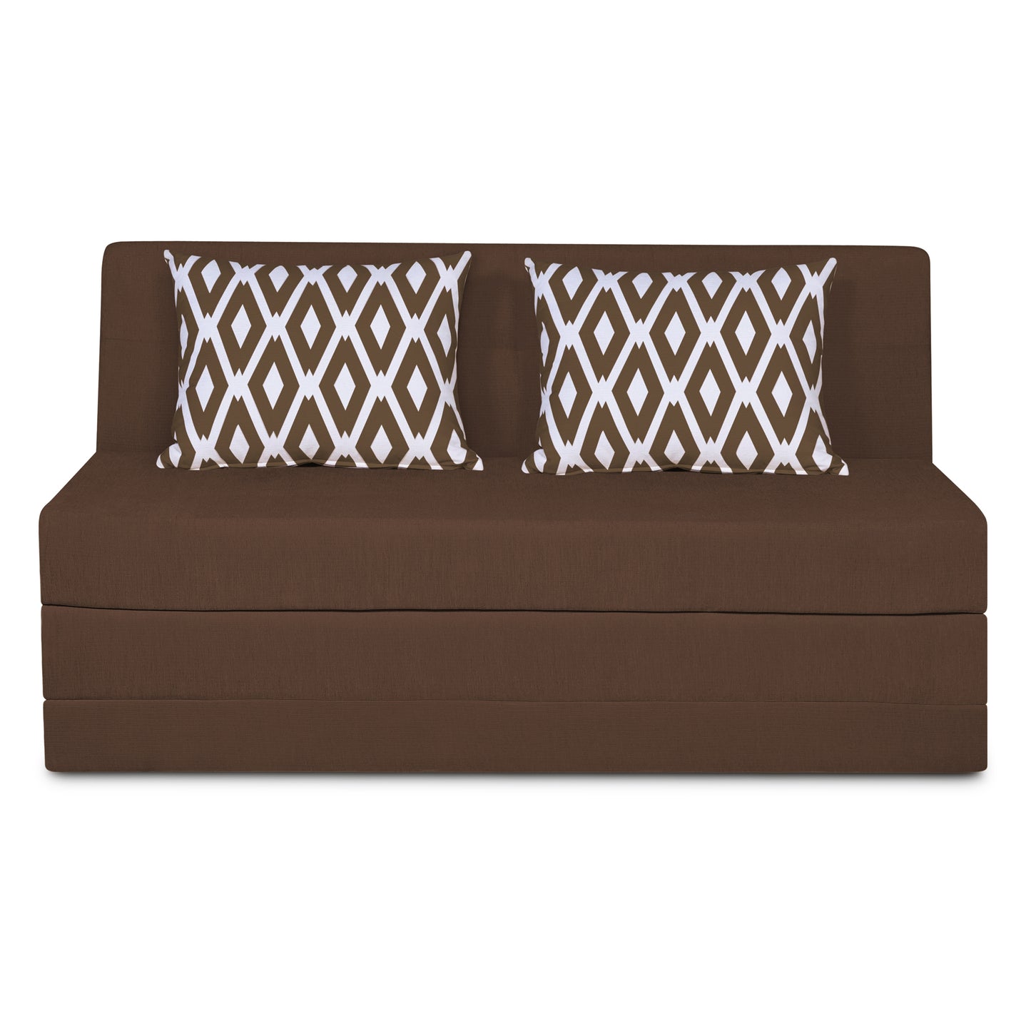 Adorn India Easy Highback Three Seater Sofa Cum Bed Rhombus 5' x 6' (Brown) (1 Year Warranty)