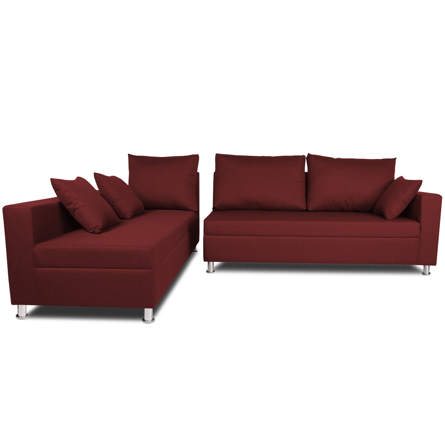 Adorn India Straight Line 6 seater L Shape Sofa set (Left Side Handle)(Maroon)