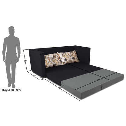 Adorn India Exclusive Two Tone Straight Line Three Seater Sofa Cum Bed (Black & Grey)