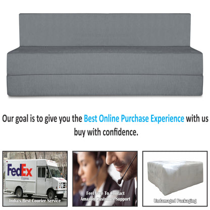 Adorn India Easy Treno 3 Seater Sofa Cum Bed Sit & Sleep Perfect for Guest, Colour Grey, 6'x6' (1 Year Warranty)
