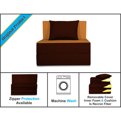 Adorn IndiaEasy 2 Seater Sofa Cum Bed (3 Years Warrenty Quality Foam)-Perfect for Seat & Sleep Washeble Polyster Fabric Cover (Camel & Brown) 3'x6'.Pillows Free (1 Year Warranty)