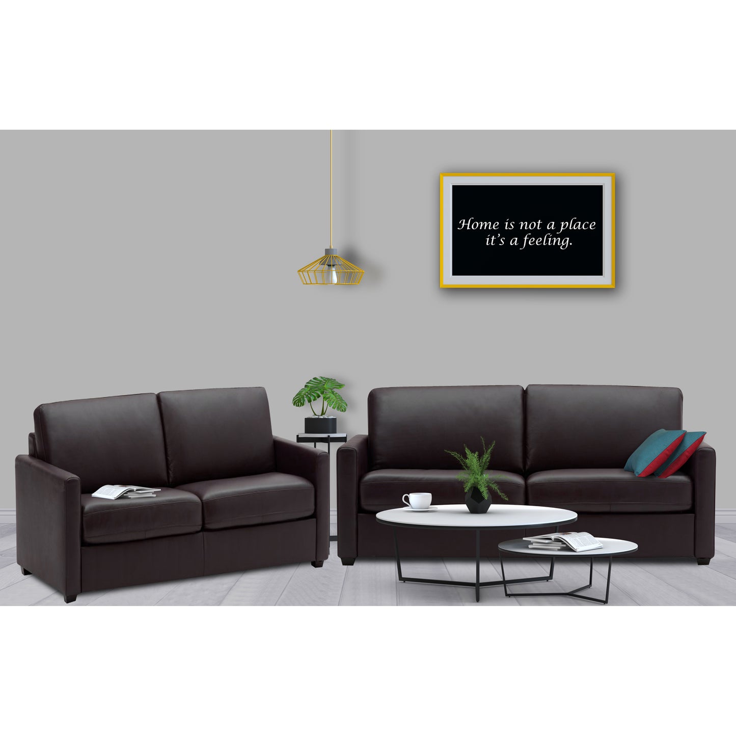 Adorn India Exclusive Flavio Leatherette 3+2 Sofa Set (Brown)