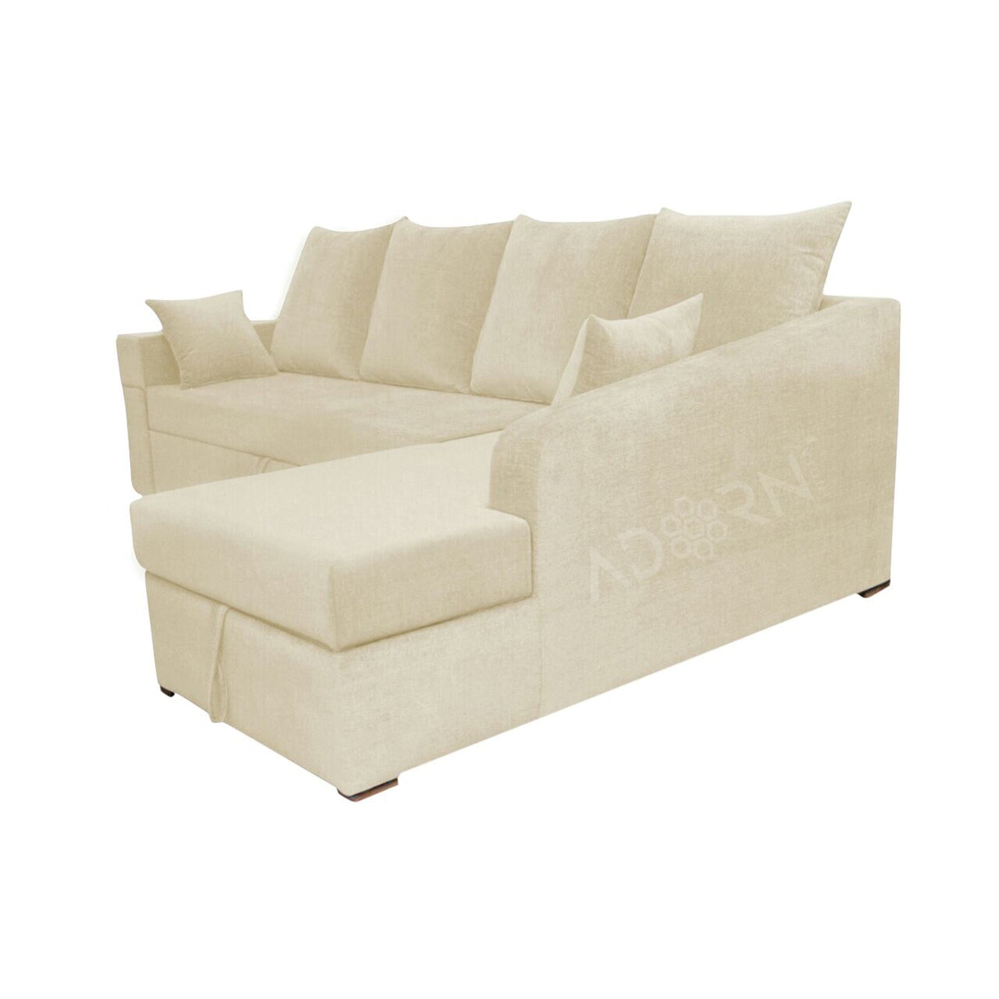 Adorn India Comfort Line L Shape 6 Seater Corner Sofa Cum Bed RHS (Beige)