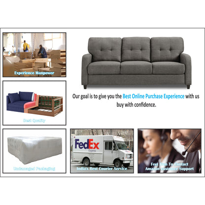 Adorn India Astor 3+2 5 Seater Sofa Set (Grey) (3 Year Warranty)