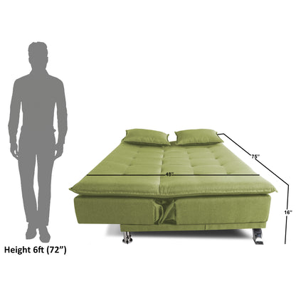 Adorn India Arden 3 Seater Sofa Cum Bed Fabric (Green)
