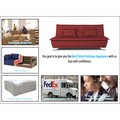 Adorn India Arden 4 Seater Sofa Cum Bed 4 x 6 (Maroon) (3 Year Warranty)