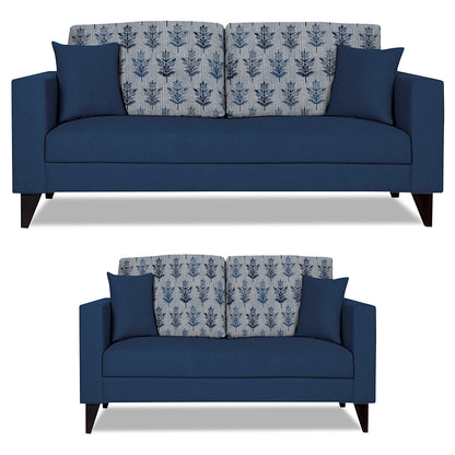Adorn India Parker Leaf 3+2 5 Seater Sofa Set (Blue) Martin Plus (3 Year Warranty)