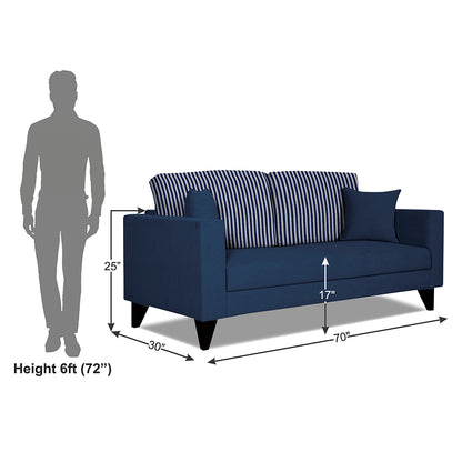 Adorn India Hector Stripes 3 Seater Sofa (Blue) Martin Plus (3 Year Warranty)