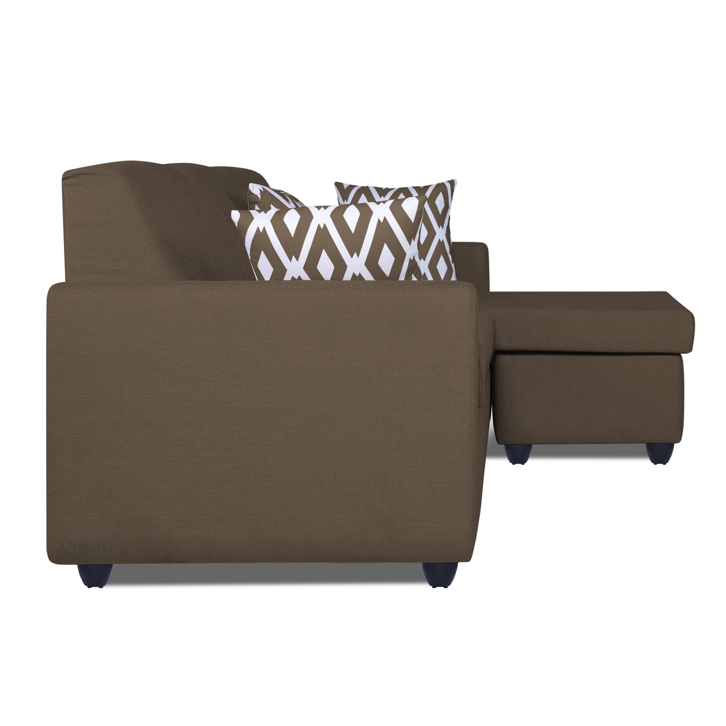Adorn India Monteno L Shape 4 Seater Sofa Set (Brown) (3 Year Warranty)
