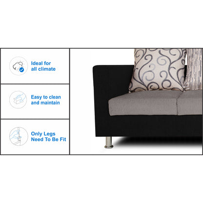 Adorn India Dexter 3 Seater Sofa Digitel Print (Grey & Black)