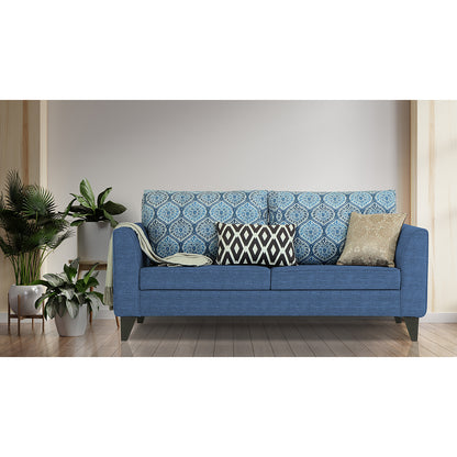 Adorn India Cortina Damask 3 Seater Sofa (Blue)