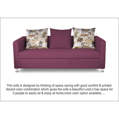 Adorn India Alita 3 Seater Compact Sofa (Light Purple, wood)