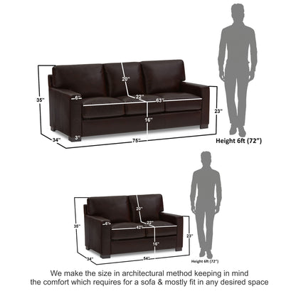Adorn India Exclusive Rosina Leatherette 3+2 Sofa Set (Dark Brown)