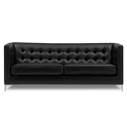 Adorn India Exclusive Cosmos Leatherette Three Seater Sofa (Black)