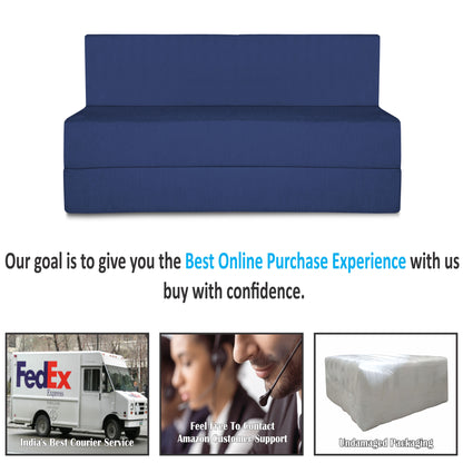 Adorn India Easy Treno 2 Seater Sofa Cum Bed Sit & Sleep Perfect for Guest, Colour Blue,4'x6', (1 Year Warranty)
