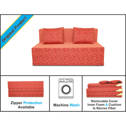 Adorn India Easy Two Seater Sofa Cum Bed Poly Cotton 4'X6' (Red)