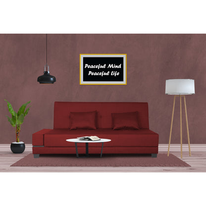 Adorn India Blake 3 Seater Sofa Cum Bed (Maroon), Wood, Foam