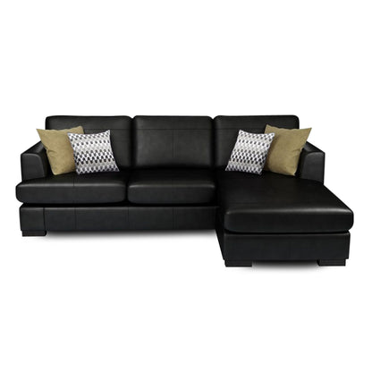 Adorn India Tiverton 6 Seater Corner Sofa Leatherette Right Hand Side (Black)