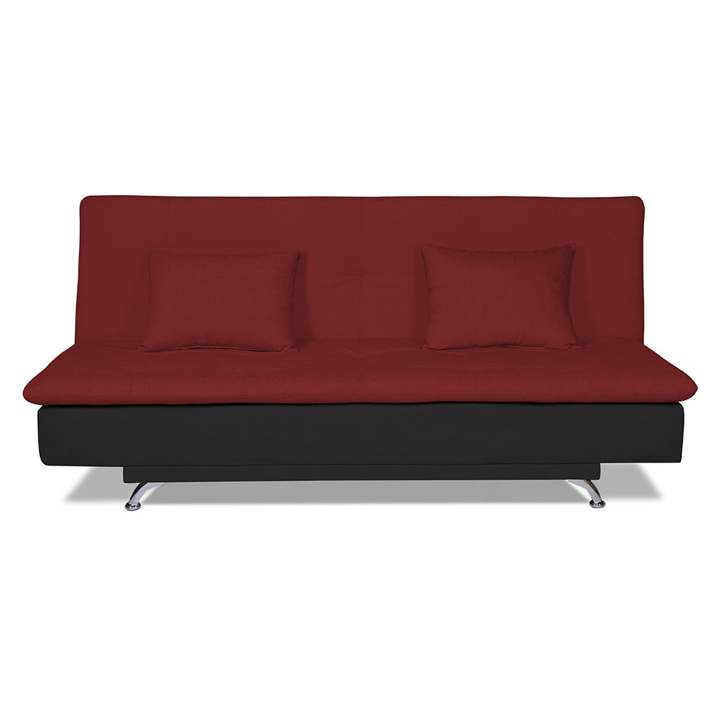 Adorn India Aspen Three Seater Sofa Cum Bed (Maroon & Black)