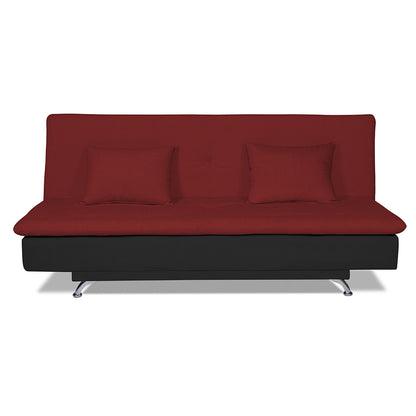 Adorn India Aspen Three Seater Sofa Cum Bed (Maroon & Black)