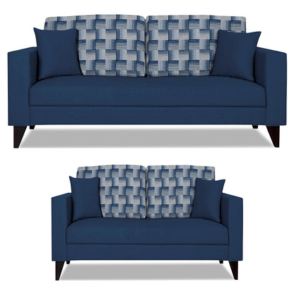 Adorn India Berlin Bricks 3+2 5 Seater Sofa Set (Blue) Martin Plus (3 Year Warranty)