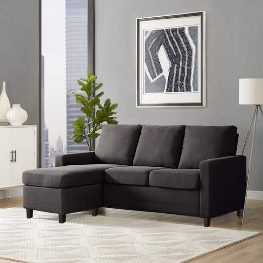 Adorn India Daffodil Three Seater Modular Sofa (Grey), Wood, Foam