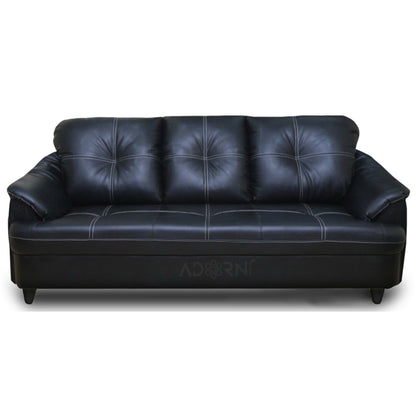 Adorn India Webster Leatherette Five Seater Sofa Set 3-1-1 (Black)