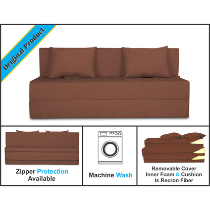 Adorn India Easy Three Seater Sofa Cum Bed Alyn 5'x 6' (Brown) (1 Year Warranty)
