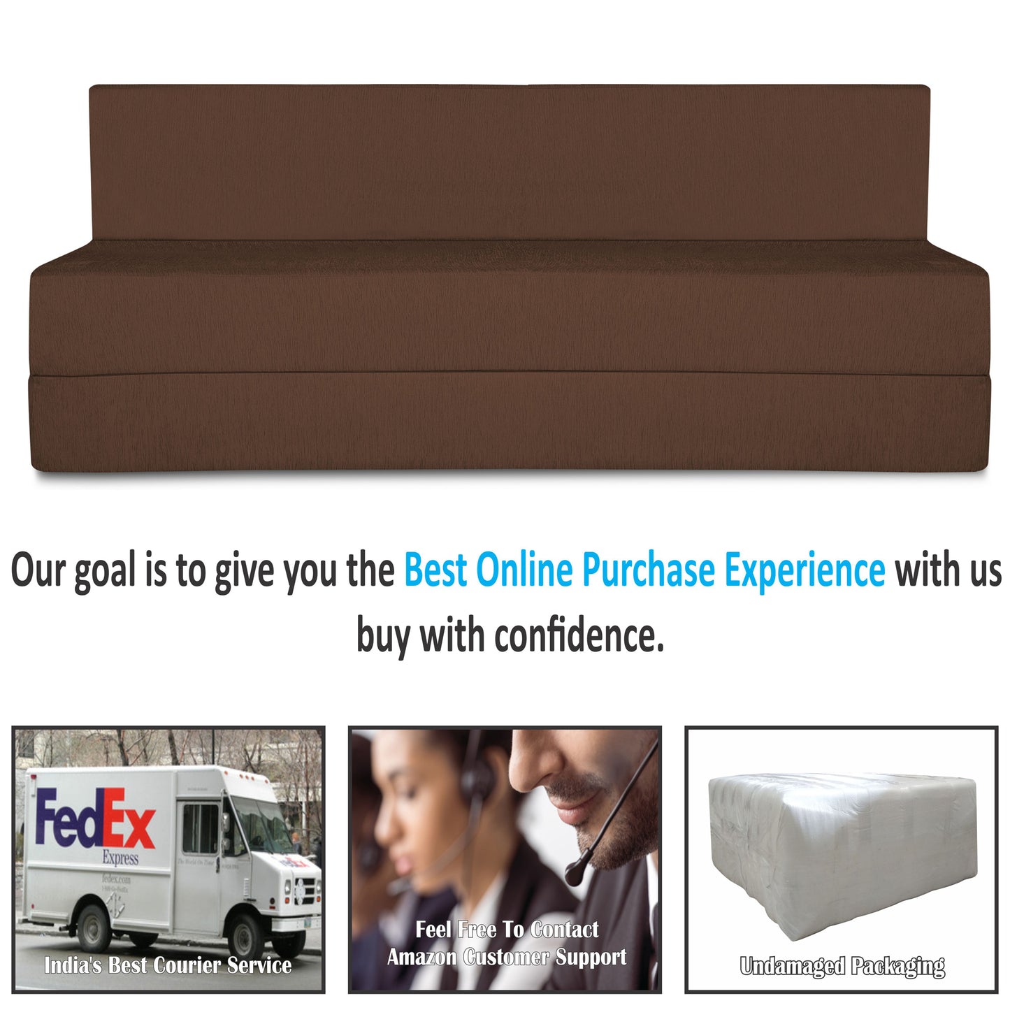 Adorn India Easy Treno 3 Seater Sofa Cum Bed Sit & Sleep Perfect for Guest, Colour Brown, 6'x6', (1 Year Warranty)