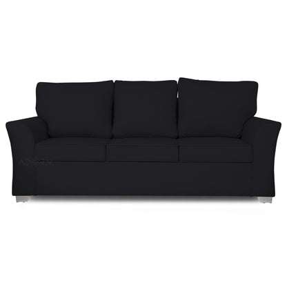 Adorn India Alexia 3 Seater Sofa(Black), Wood, Foam