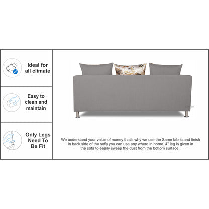 Adorn India Alita 3 Seater Compact Sofa (Light Grey)