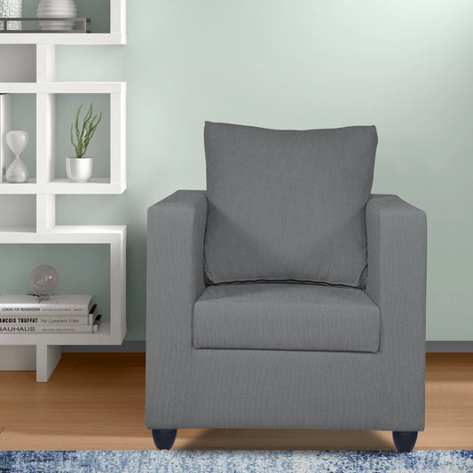 Adorn India Zink 1 Seater Sofa (Grey)