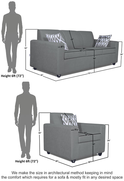 Adorn India Monteno 3-1-1 5 Seater Sofa Set (Grey) (3 Year Warranty)