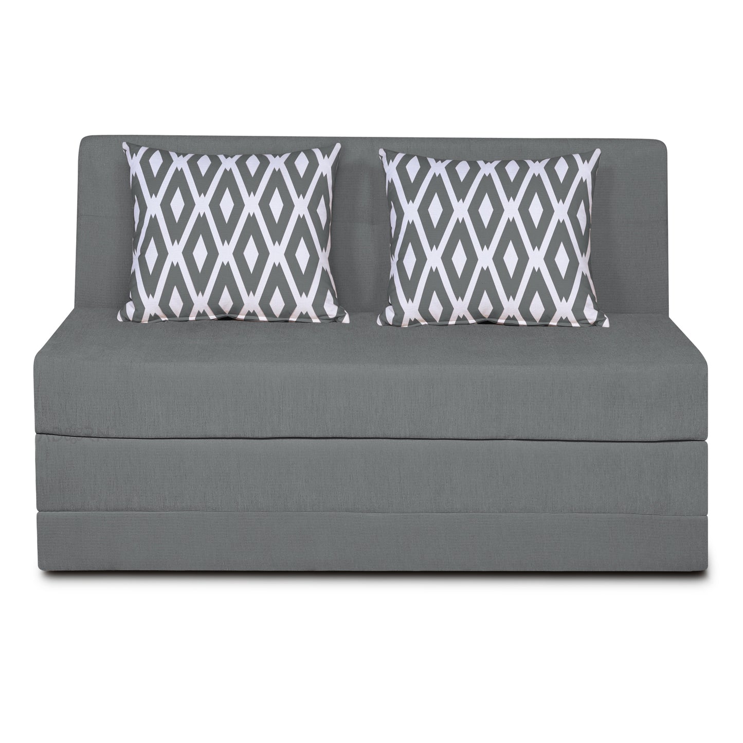 Adorn India Easy Highback Two Seater Sofa Cum Bed Rhombus 4' x 6' (Grey)