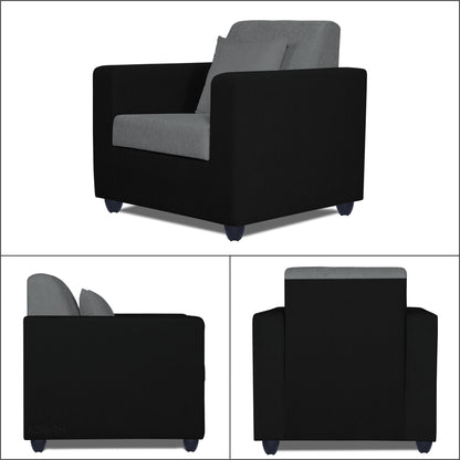 Adorn India Rio Decent 3-1-1 5 Seater Sofa Set (Grey & Black) (3 Year Warranty)