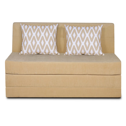 Adorn India Easy Highback Two Seater Sofa Cum Bed Rhombus 4' x 6' (Beige) (1 Year Warranty)