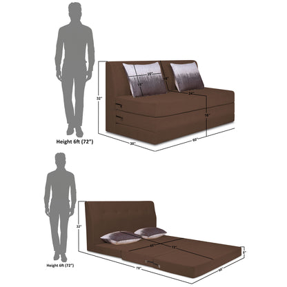 Adorn India Easy Highback Three Seater Sofa Cum Bed Wave 5' x 6' (Brown) (1 Year Warranty)